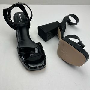 Circus Sam Edelman Kaitlyn Ankle Wrap Strap Sandal Women 8 Black Chunky Heel Y2K
